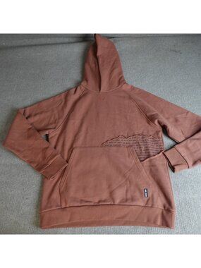 ASRV Sweater Small Orange Brown Tech-Terry Mantra Hoodie
